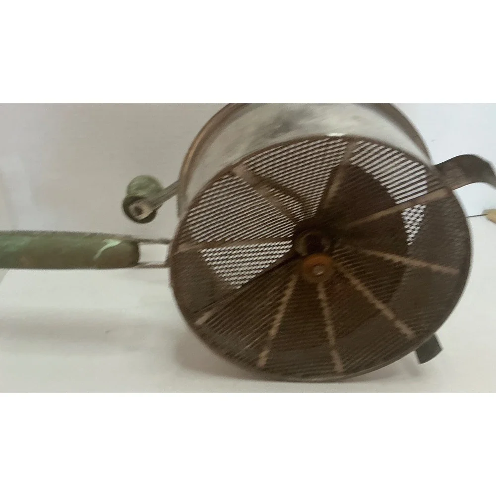Foley Vintage Food Mill Hand Crank Green Wood Handle Kitchen Tool Farmhouse Deco